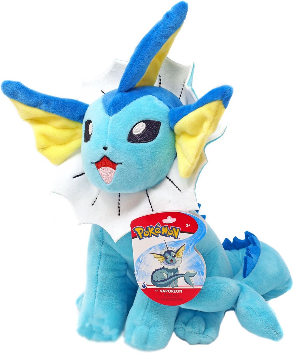 Vaporeon – Pokémon Pluche Knuffel 24 cm {Pokemon Plush Toy | Speelgoed Knuffeldier Knuffelpop voor kinderen jongens meisjes | Charizard, Bulbasaur, Charmander, Squirtle, Pikachu, Eevee}